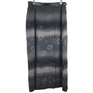 Vintage Geiger Collections Midi Skirt Wool Blend Lined Gray Floral Austria Sz 44